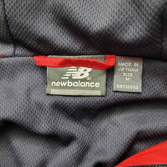 New Balance Mens Long Sleeve Hooded Full Zip Jacket M Red Black - Picture 8 of 8